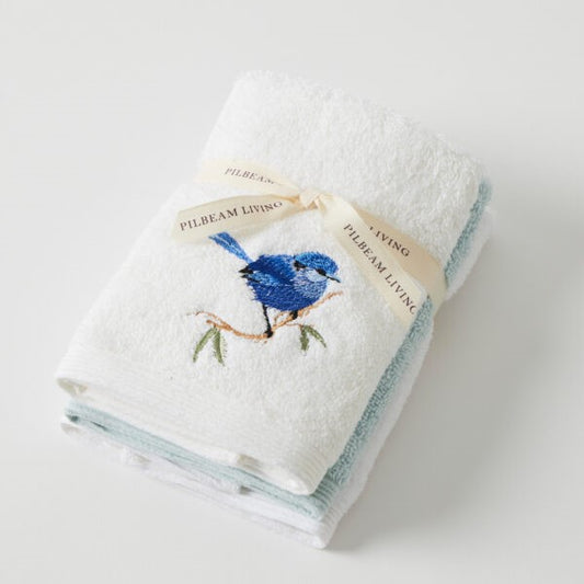 Blue Wren Face Washer Set Of 3 