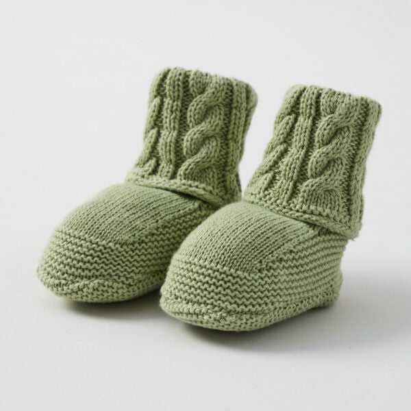 Cable Knit Green Booties 