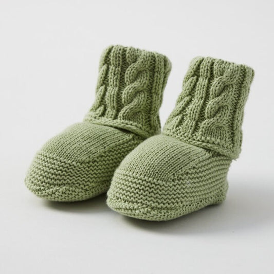 Cable Knit Green Booties 