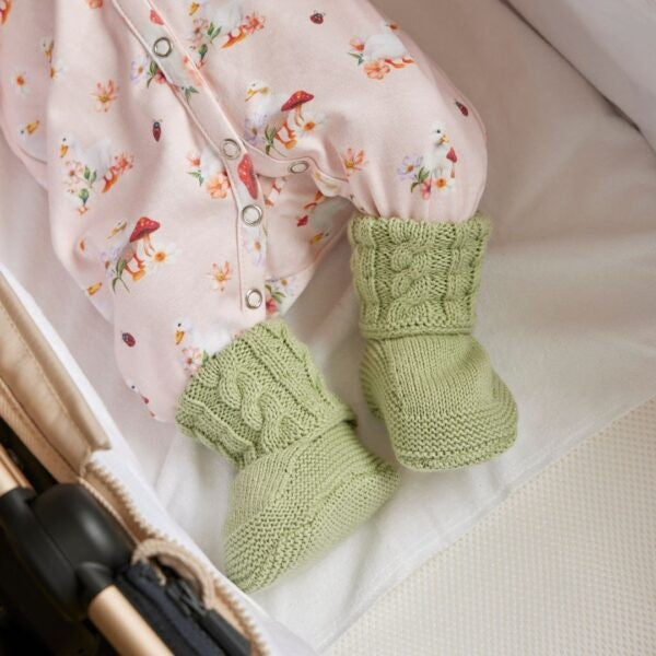 Cable Knit Green Booties 