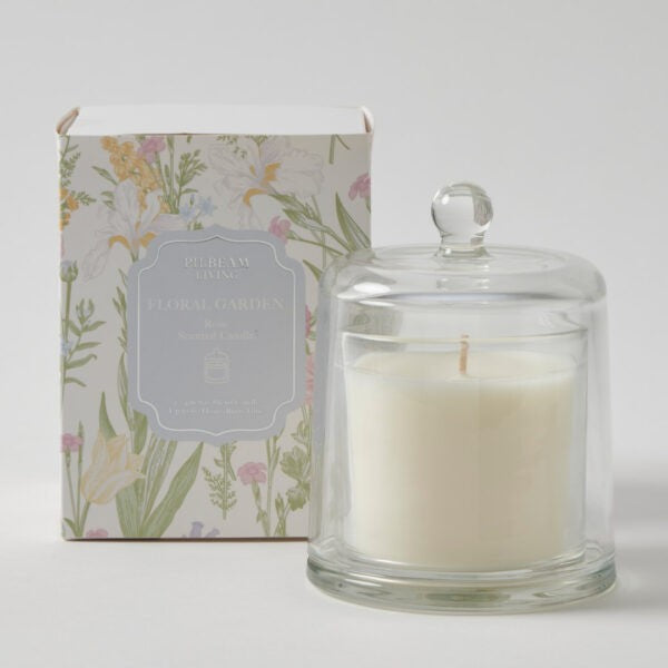 Floral Garden Glass Cloche Scented Candle - Rose 