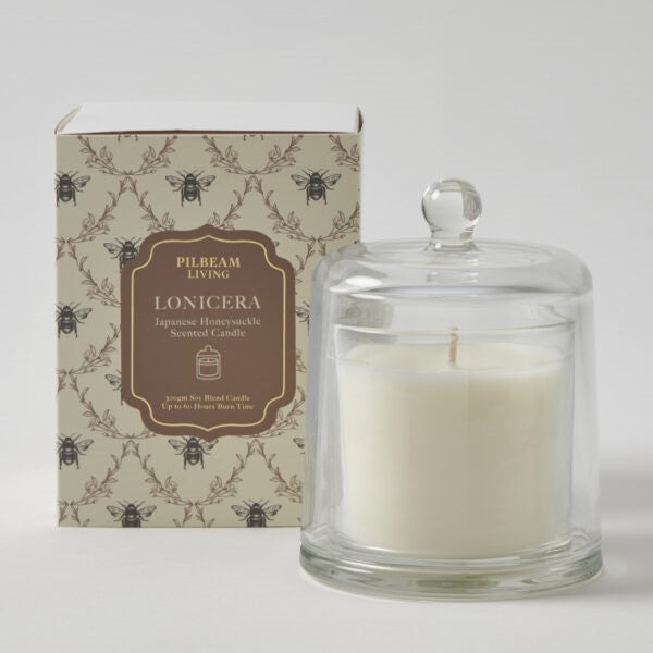 Lonicera Glass Cloche Scented Candle- Japanese Honeysuckle 