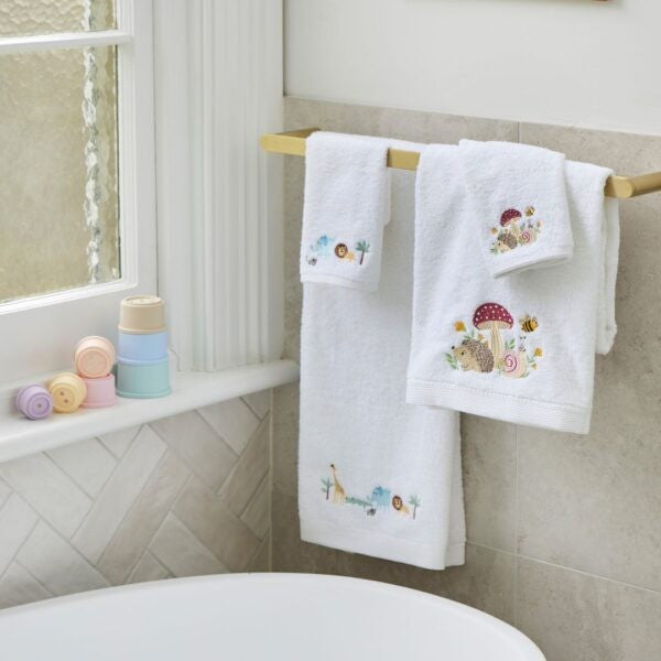 Mushroom Meadow Bath Towel & Face Washer In Organze Bag 