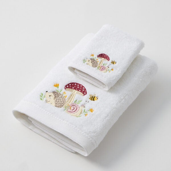 Mushroom Meadow Bath Towel & Face Washer In Organze Bag 