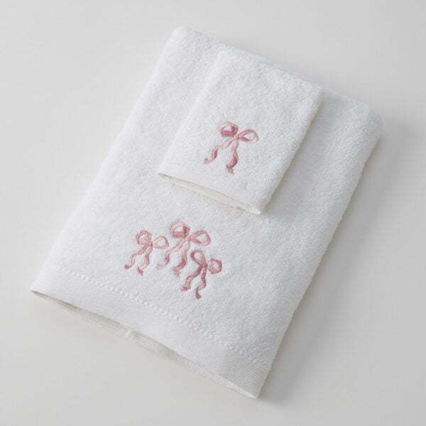 Bows Love Bath Towel & Face Washer In Organza Bag 