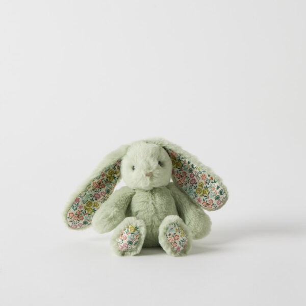 Floral Mint Bunny Rattle 