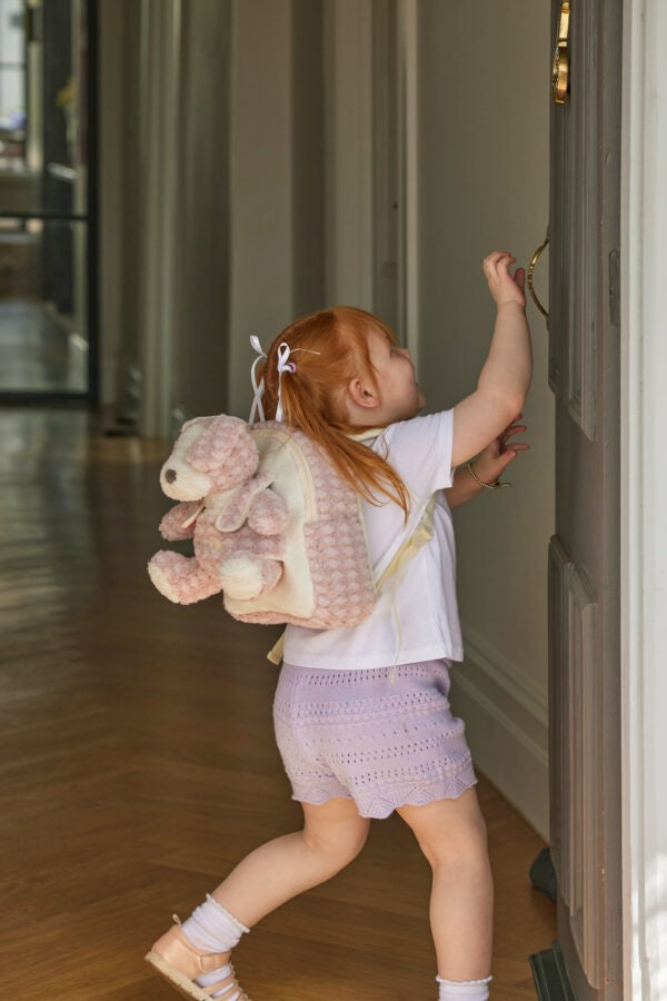 Plush Puppy Buddy Backpack [col:pink]