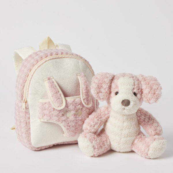 Plush Puppy Buddy Backpack [col:pink]