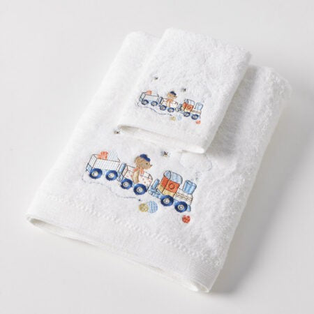 Toot Toot Bear Bath Towel & Face Washer Organza Bag