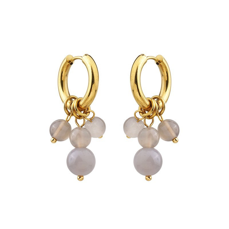 Lily & Mae Gemstone Earrings [des:green Agate]