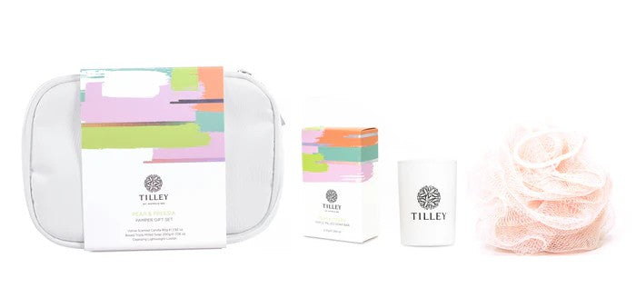 Tilley Pamper Set Pear & Freesia Candle, Soap & Loofah 