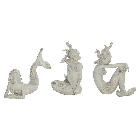 Trident Resin White Wash Mermaids 3 Assorted 