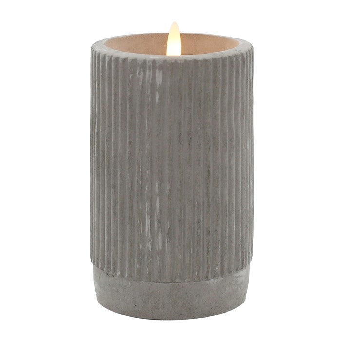 Grey Cement Pillar Candle Large