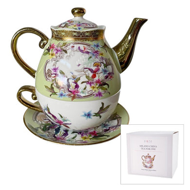 Milano China Tea For One Green Rose Floral