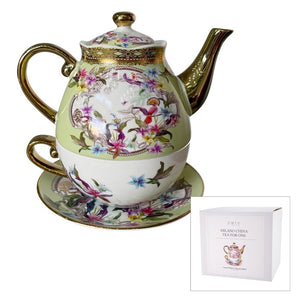 Milano China Tea For One Green Rose Floral
