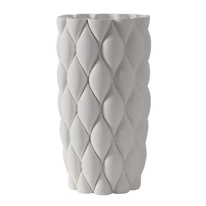 Minx Ceramic White Quilted Vase Large 