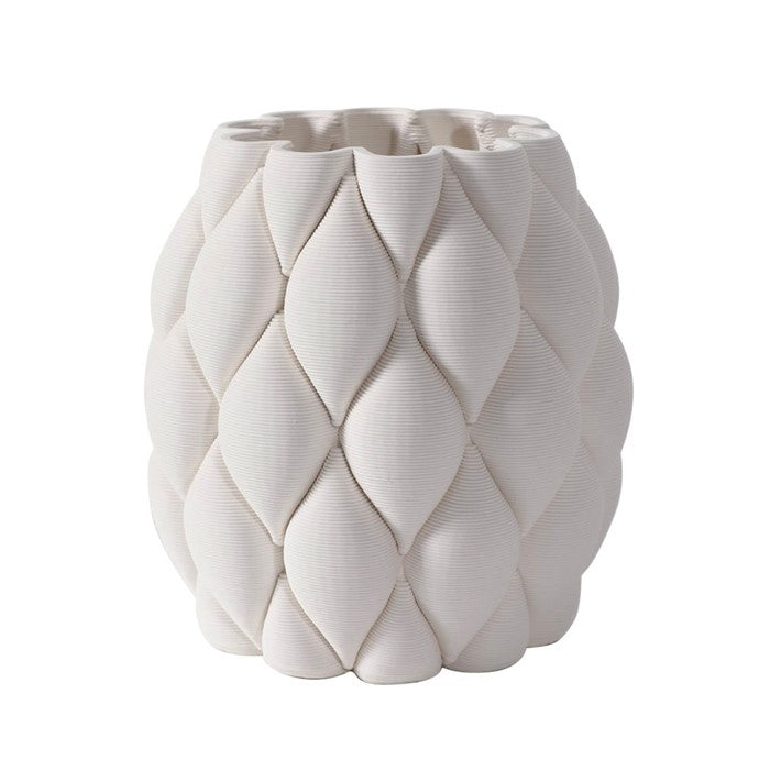 Minx Ceramic White Quilted Vase Small 