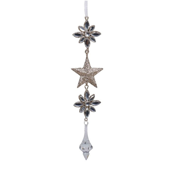 Metal Clear Silver Gold Star Drop 