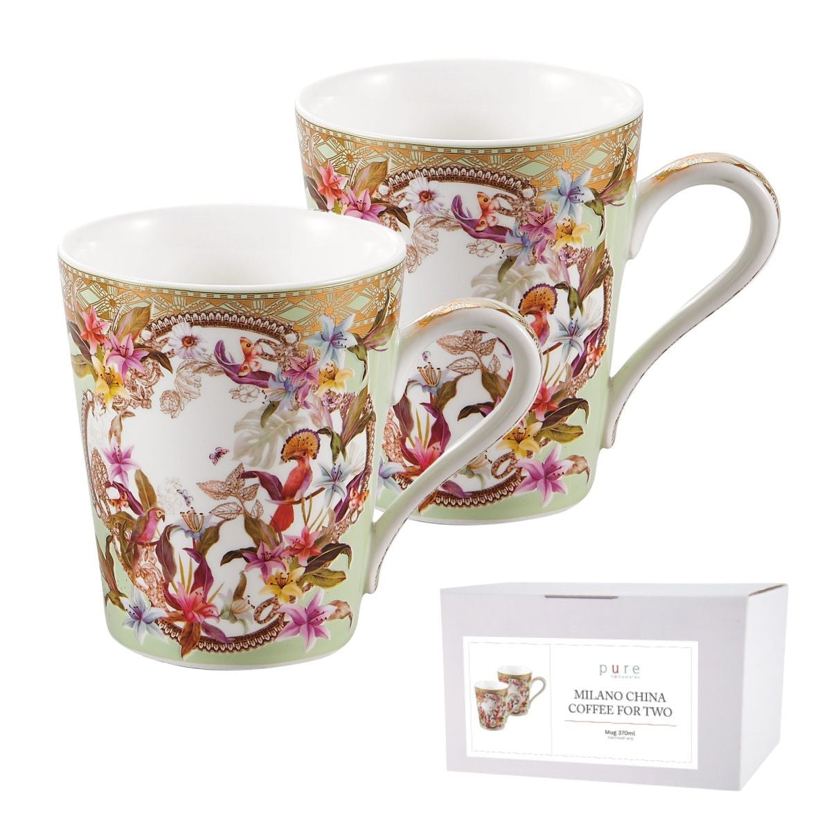 Milano Coffee For Two Green Rose Floral 