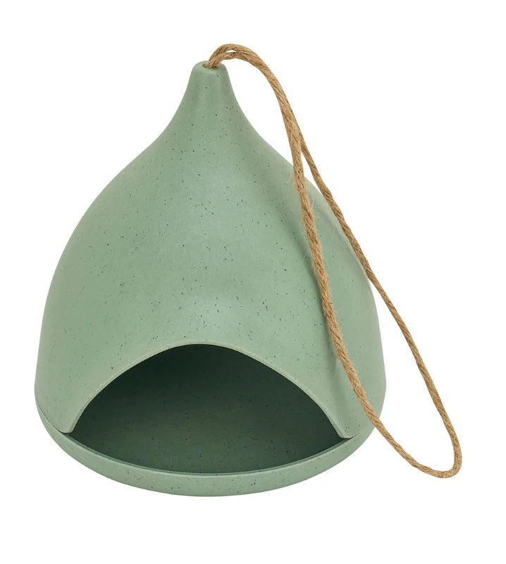 Hanging Bamboo Bird House - Sage 20cm Tall 