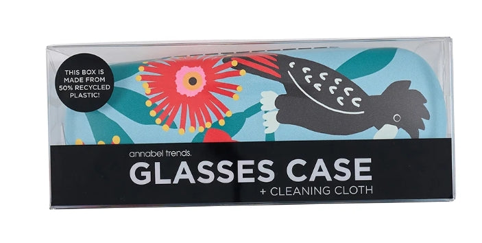 Glasses Case & Cleaning Cloth [des:black Cockatoos]