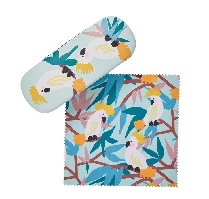 Glasses Case & Cleaning Cloth [des:white Cockatoo]