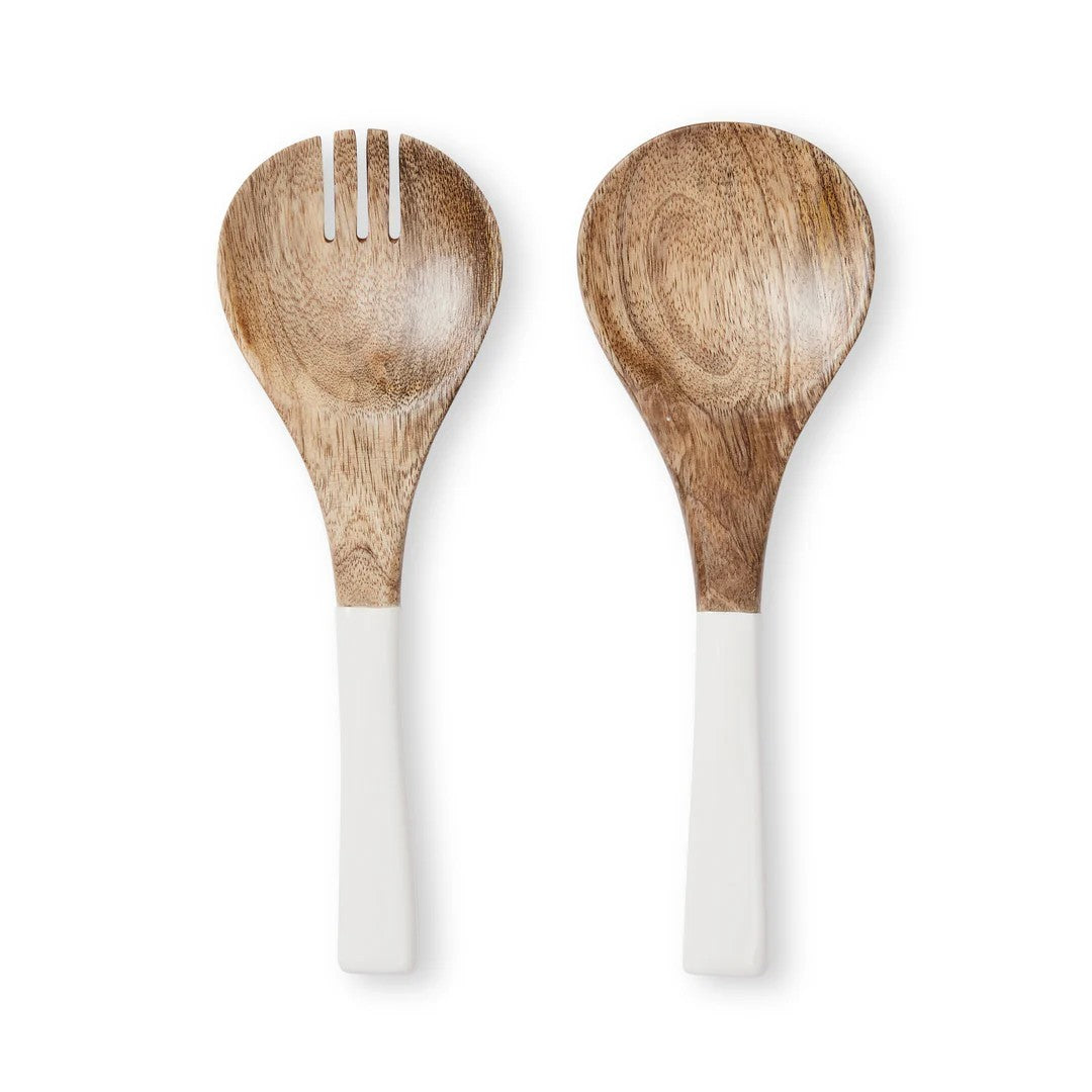 Palermo Salad Servers Set - Mango Wood And Enamel 