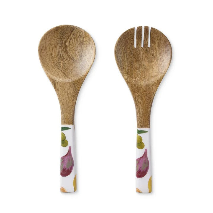 Fiesta Salad Server Set - Mango Wood And Enamel 
