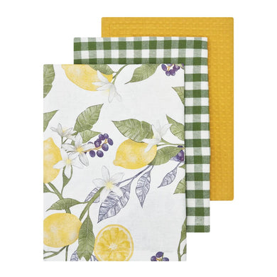 Lemon 3 Pack Tea Towel White Multi
