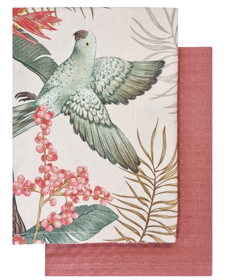 J.elliot Home Tropical 2 Pack Tea Towels Shell Pink & Coral