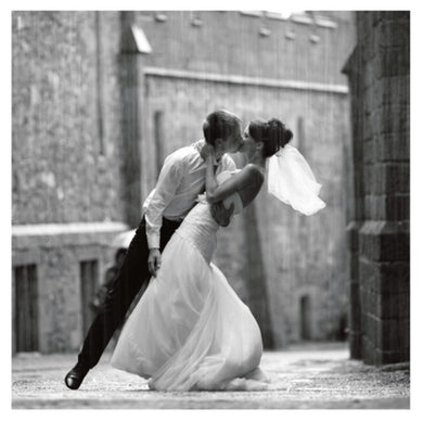 Card - Newlywed Couple Kissing In The Rain