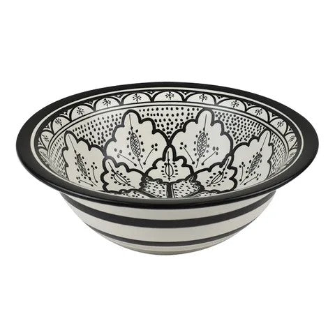 Aleah Ceramic Bowl 28.5x28.5x9cm.blk/wht 