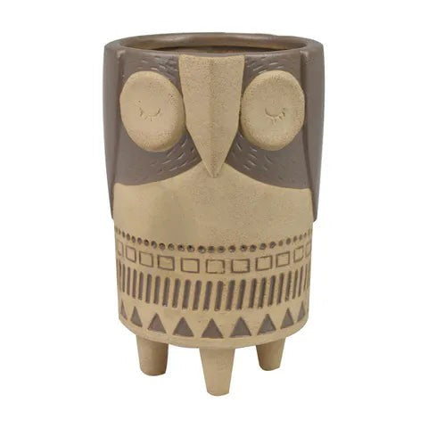 Odette Owl Ceramic Pot - Natural/khaki (n/b)