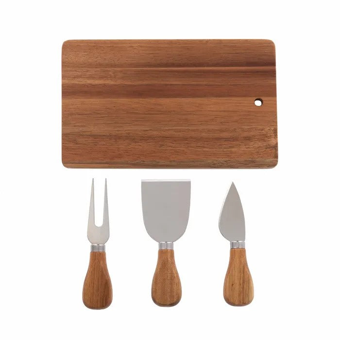 Axel Acacia Wood Cheese Board With 3 Knives Gift Set 
