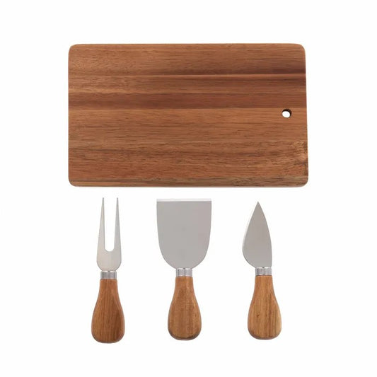 Axel Acacia Wood Cheese Board With 3 Knives Gift Set 