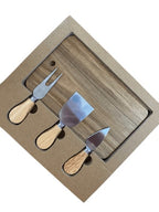 Axel Acacia Wood Cheese Board With 3 Knives Gift Set 