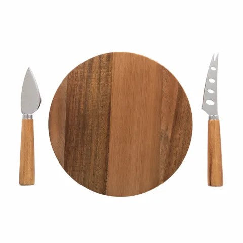 Axel Acacia Wood Cheese Board With 2 Knives 