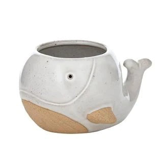 Wendy Whale Ceramic Pot - White/ Natural (n/b)