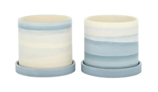 Tide Ceramic Pot And Saucer 2 Assorted 