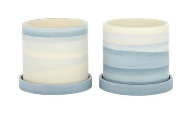 Tide Ceramic Pot And Saucer 2 Assorted 