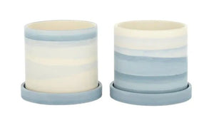 Tide Ceramic Pot And Saucer 2 Assorted 