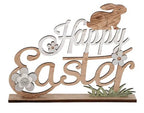Happy Easter Deco Mdf 22x5x29cm Blu/wht N/b