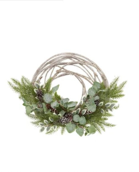 Half Wreath Wood/plastic 65cm Natural/green