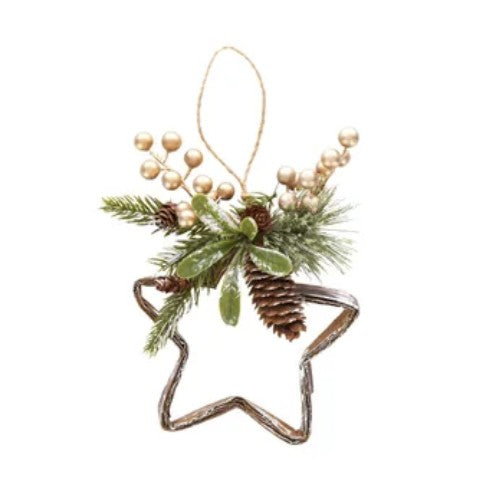 Star With Pinecone Hanger 15x26cm Natural