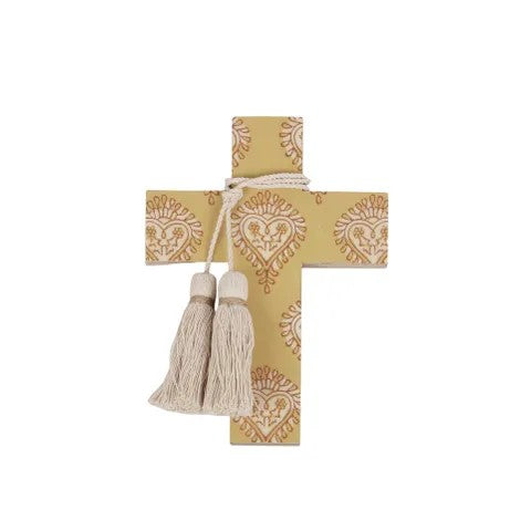 Amado Wood/enamel Cross 15x20cm Butter