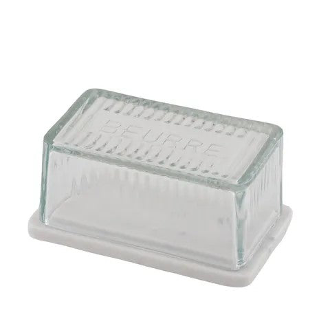 Mira Marble/ Glass Butter Dish 9x15cm White 