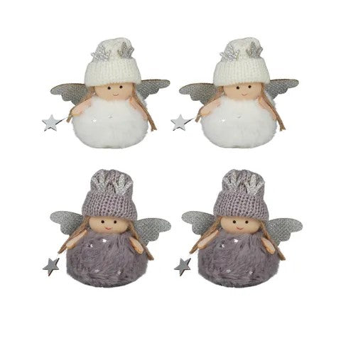 S/4 Angel Hangers Fab 24x12x5cm Grey/wht