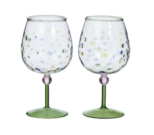 Lulu S/2 Gin Balloon  Glass 10x20 Green 