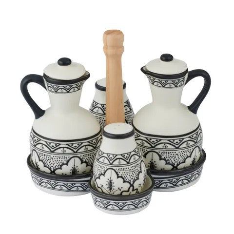 Aleah Ceramic Cruet Set Black/ White 