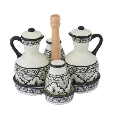 Aleah Ceramic Cruet Set Black/ White 